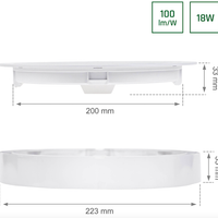 Spectrum LED ceiling light round 18W 3000K 1800 lumens IP20 White surface or recessed mounted