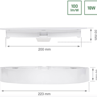 Spectrum LED takplafond rund 18W ersätter 105W, 3000K, 2200 lumen, IP20, CRI >80, 110° strålvinkel