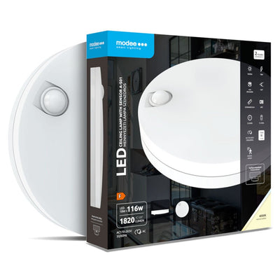 Modee LED taklampa med PIR-sensor, 18W, 4000K, 300x62mm, energieffektiv inomhusbelysning