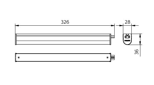 Philips BN021C LED Monteringsskena 5W 3000K 480 lumen 220-240V IP20 Vit 326mm