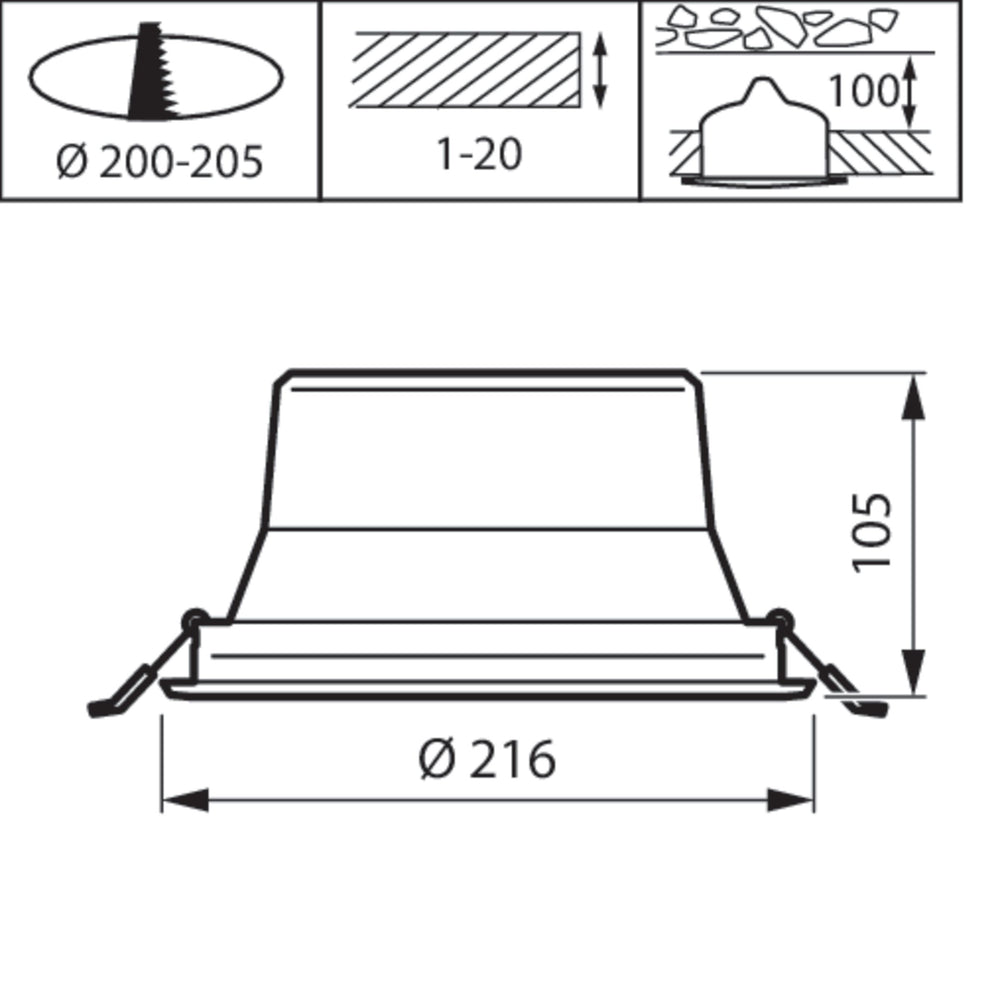 Philips CoreLine Downlight Gen5 DN142B 20W 3000K 2250 lumen DALI dimbar UGR19 IP20 Vit