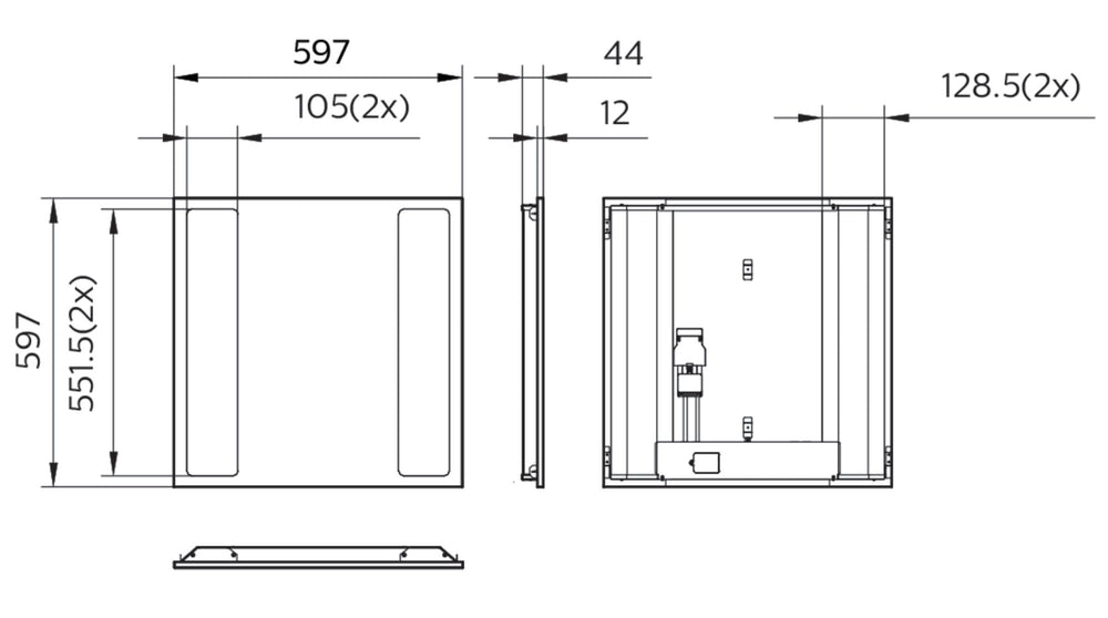 Philips CoreLine Infälld LED Panel, 31W 37W 43W, 4000K Neutralvit, 3100-4300 lumen, DALI Dimbar, IP20/44, 597x597mm