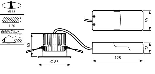 Philips CoreLine Recessed Spot gen2 LED 12W 1300 lumens 3000K IP20/IP65 Phase-cut Dimmable Aluminum