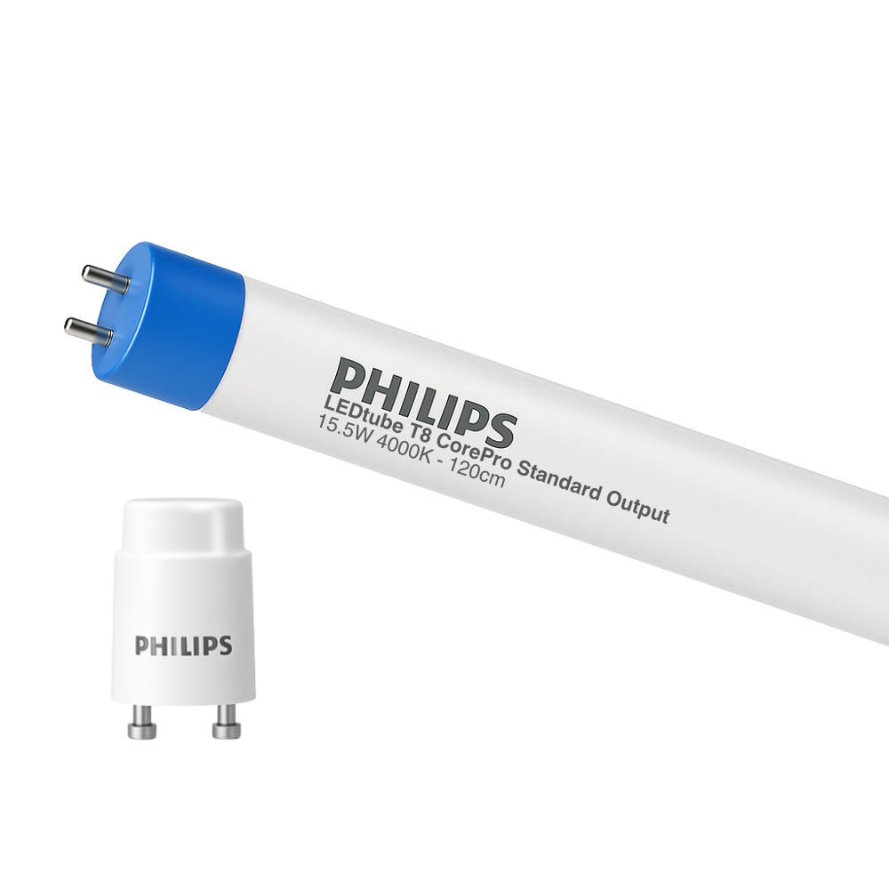 Philips CorePro LEDtube 1200mm 15.5W T8 4000K Cool White 1800 lumens G13 EM/Mains 220-240V