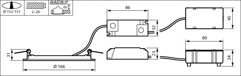 Philips DN145B LED recessed downlight, 11W, 1100 lumens, 3000K 4000K, IP20/44, White, 220-240V, CRI 80