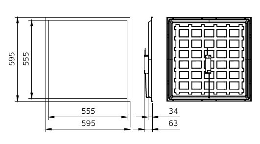 Philips LED-panelarmatur 32W 4000K 3200 lumen 220-240V IP20 UGR22 CRI80 595x595mm Vit