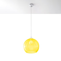 Sollux Lighting hanglamp BALL geel, LED, 220-240V, mat goud finish