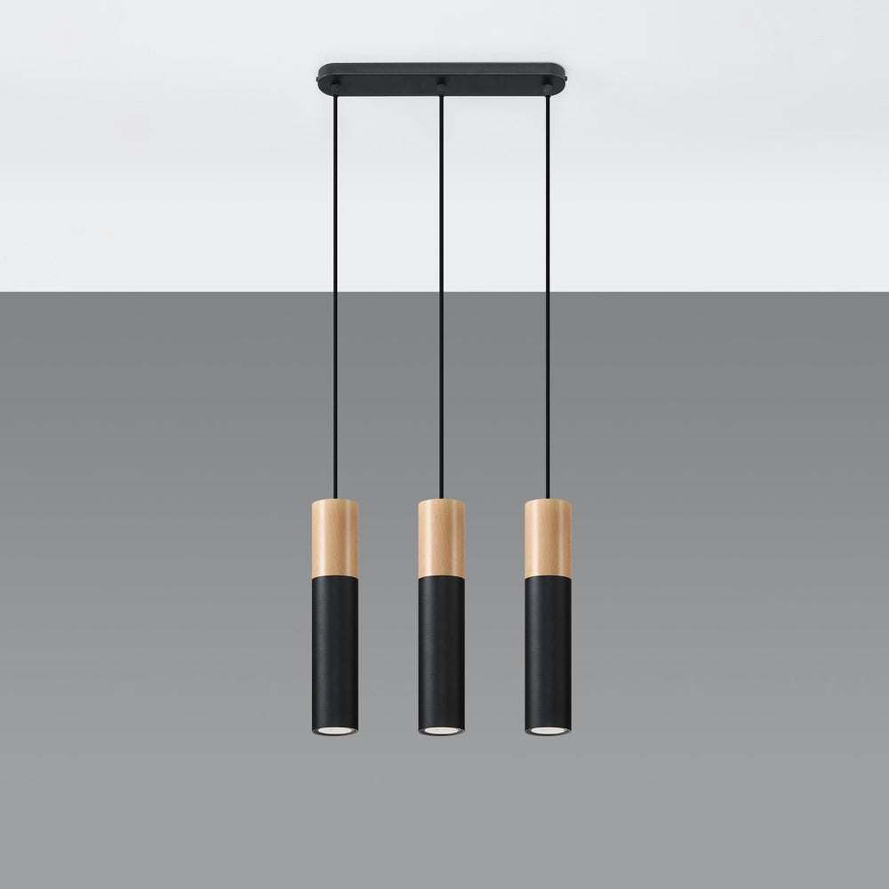 Sollux Lighting Pablo 3 pendellampa svart 3 lampor 900mm höjd LED kompatibel