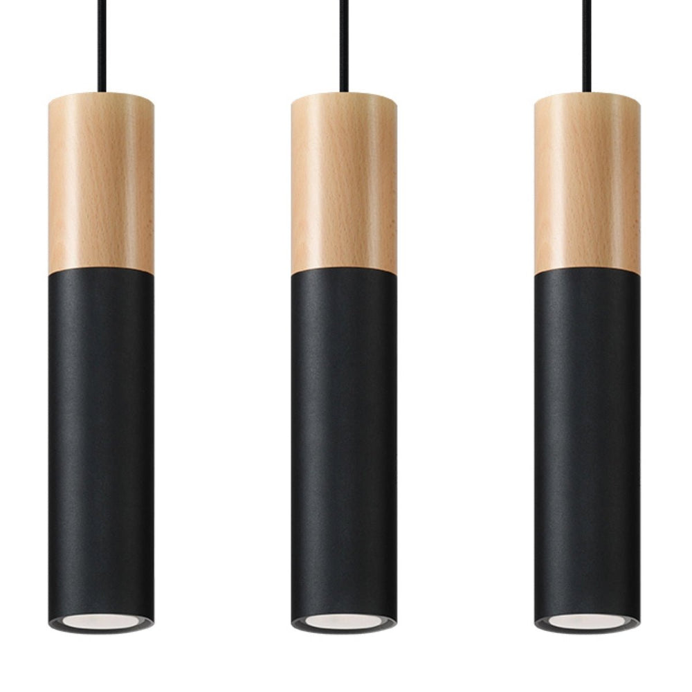 Sollux Lighting Pablo 3 pendellampa svart 3 lampor 900mm höjd LED kompatibel