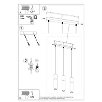 Sollux Lighting Pablo 3 pendellampa svart 3 lampor 900mm höjd LED kompatibel