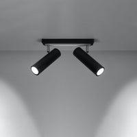 Sollux LED ceiling spotlight black silver DIREZIONE with GU10