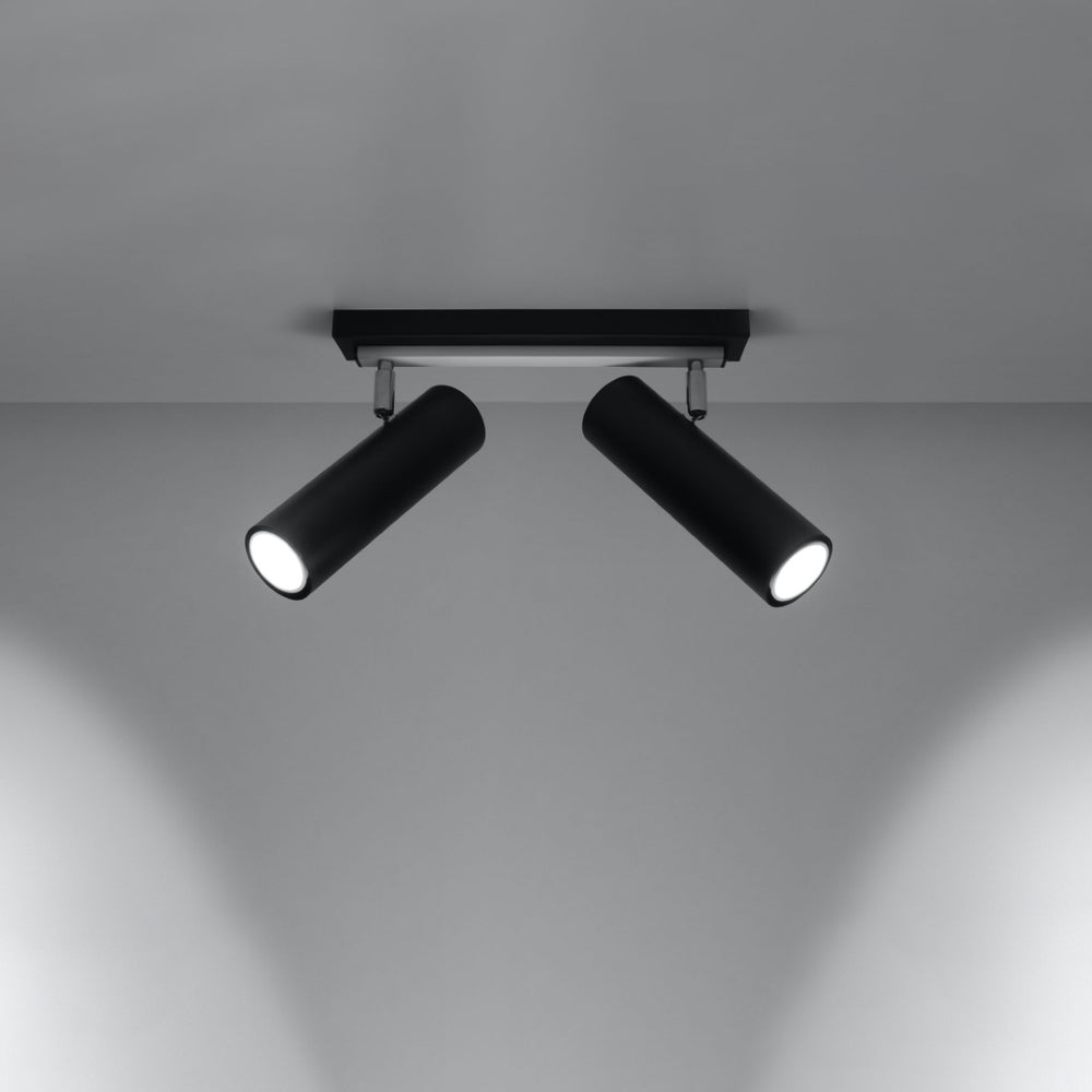 Sollux LED ceiling spotlight black silver DIREZIONE with GU10