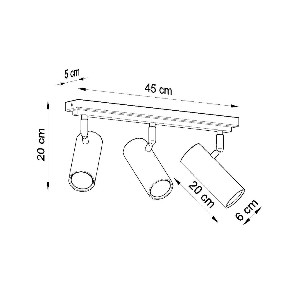 Sollux Lighting LED plafondspot zwart zilver, 3x GU10, 220-240V, IP20