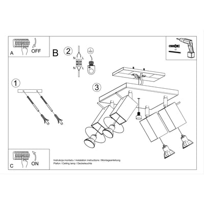 Sollux Lighting LED plafondspot wit merida 4 x GU10 aansluiting 220-240V