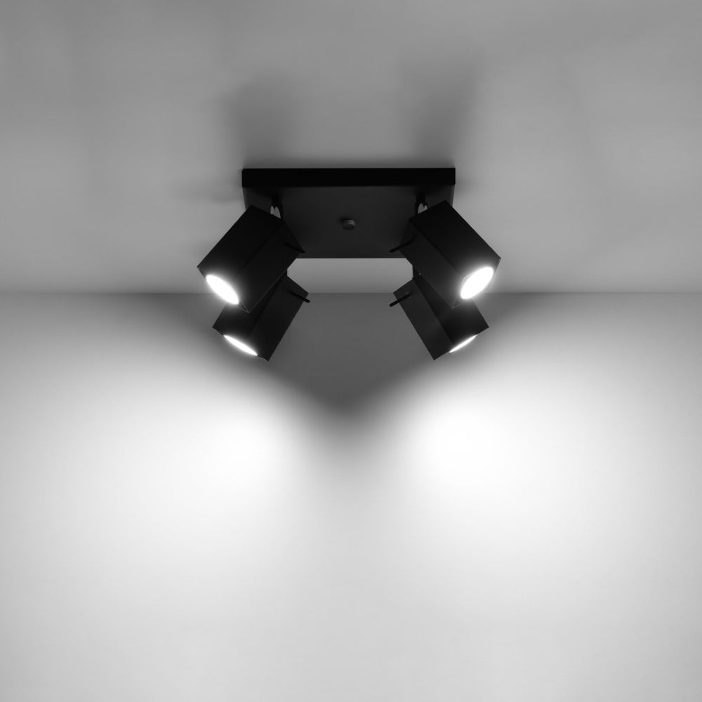 Sollux Lighting merida LED plafondspot 4x GU10 zwart aluminum