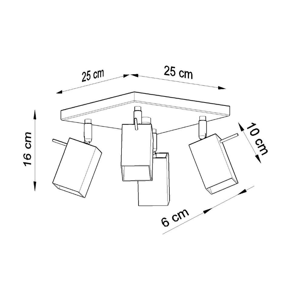 Sollux Lighting merida LED plafondspot 4x GU10 zwart aluminum
