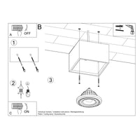 sollux lighting LED plafondspot QUATRO AR111 GU10, grey, flicker-free