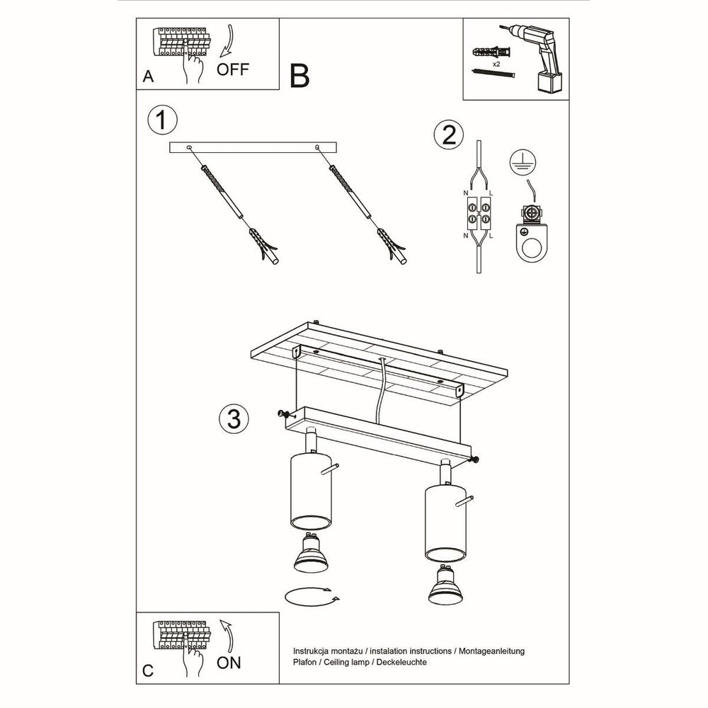 Sollux Lighting LED plafondspot with 2 GU10 fittings - white aluminum