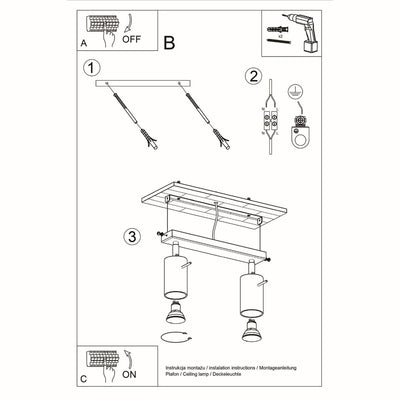 Sollux Lighting LED plafondspot with 2 GU10 fittings - white aluminum