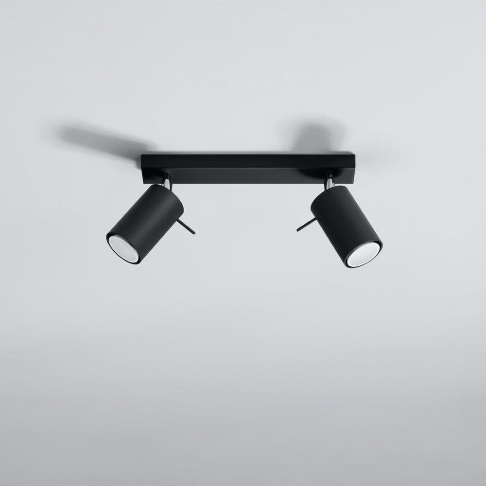 LED ceiling spotlight black ring with 2 x GU10 socket by Sollux Lighting