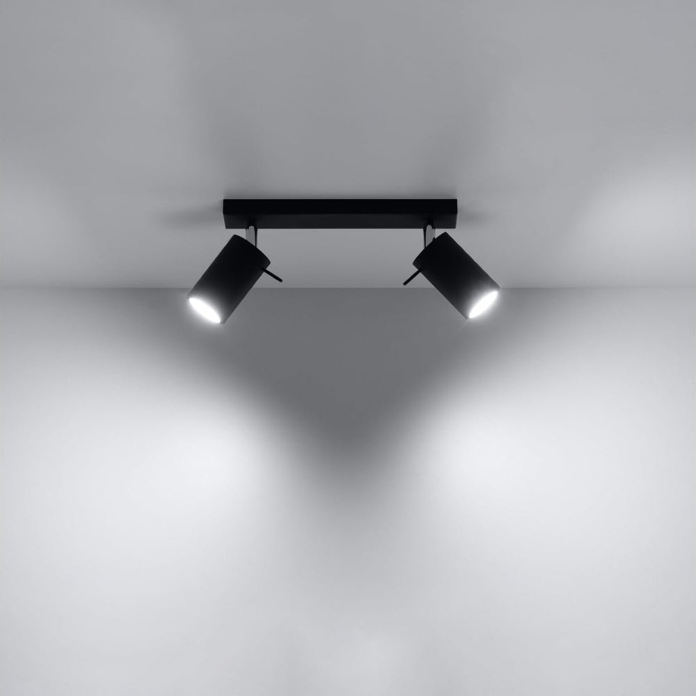 LED ceiling spotlight black ring with 2 x GU10 socket by Sollux Lighting