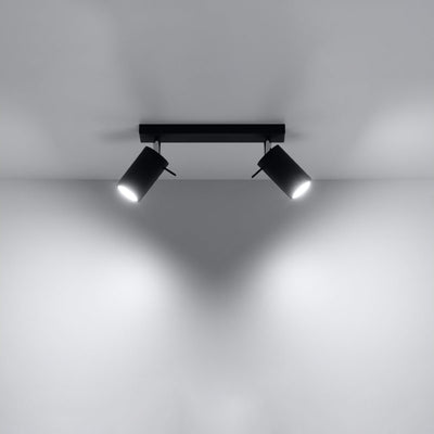 LED ceiling spotlight black ring with 2 x GU10 socket by Sollux Lighting