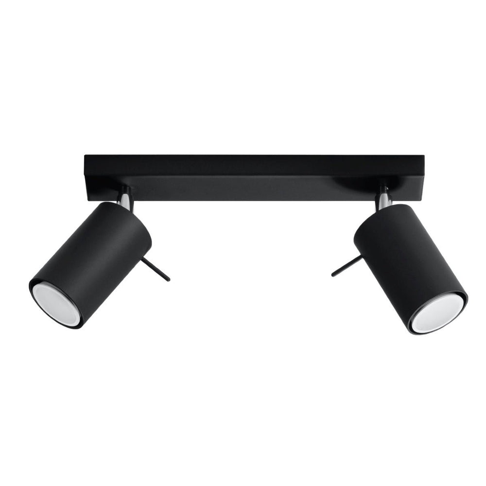LED ceiling spotlight black ring with 2 x GU10 socket by Sollux Lighting