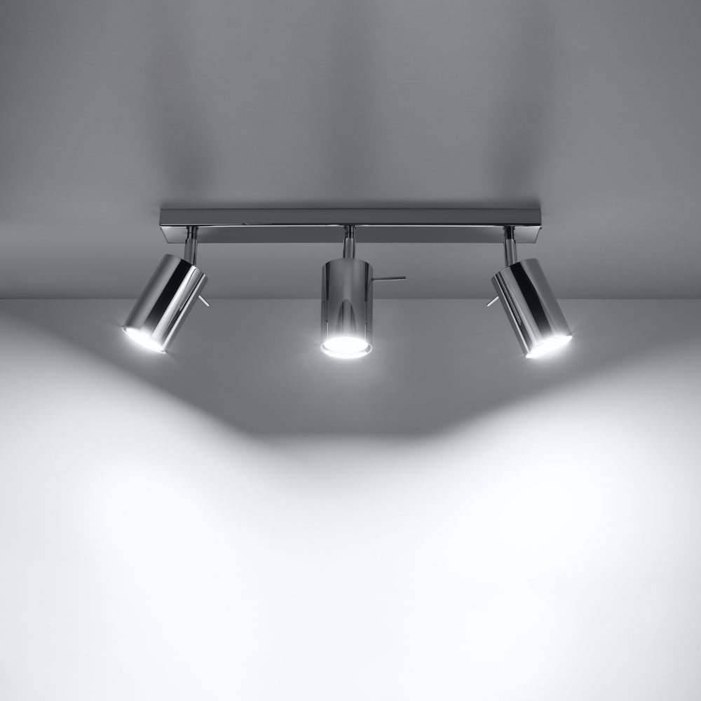 LED plafondspot chrome RING with 3 x GU10 fitting - high CRI and IP20 rating