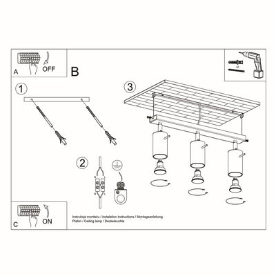 Sollux Lighting LED plafondspot zwart RING 3 x GU10 fitting, IP20, CE RoHS certified, 220-240V