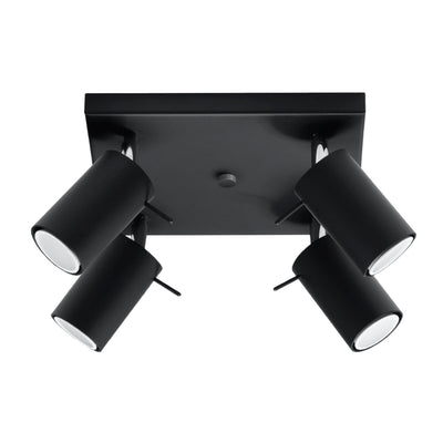 Led plafondspot zwart ring - adjustable 4x gu10 sockets for home lighting