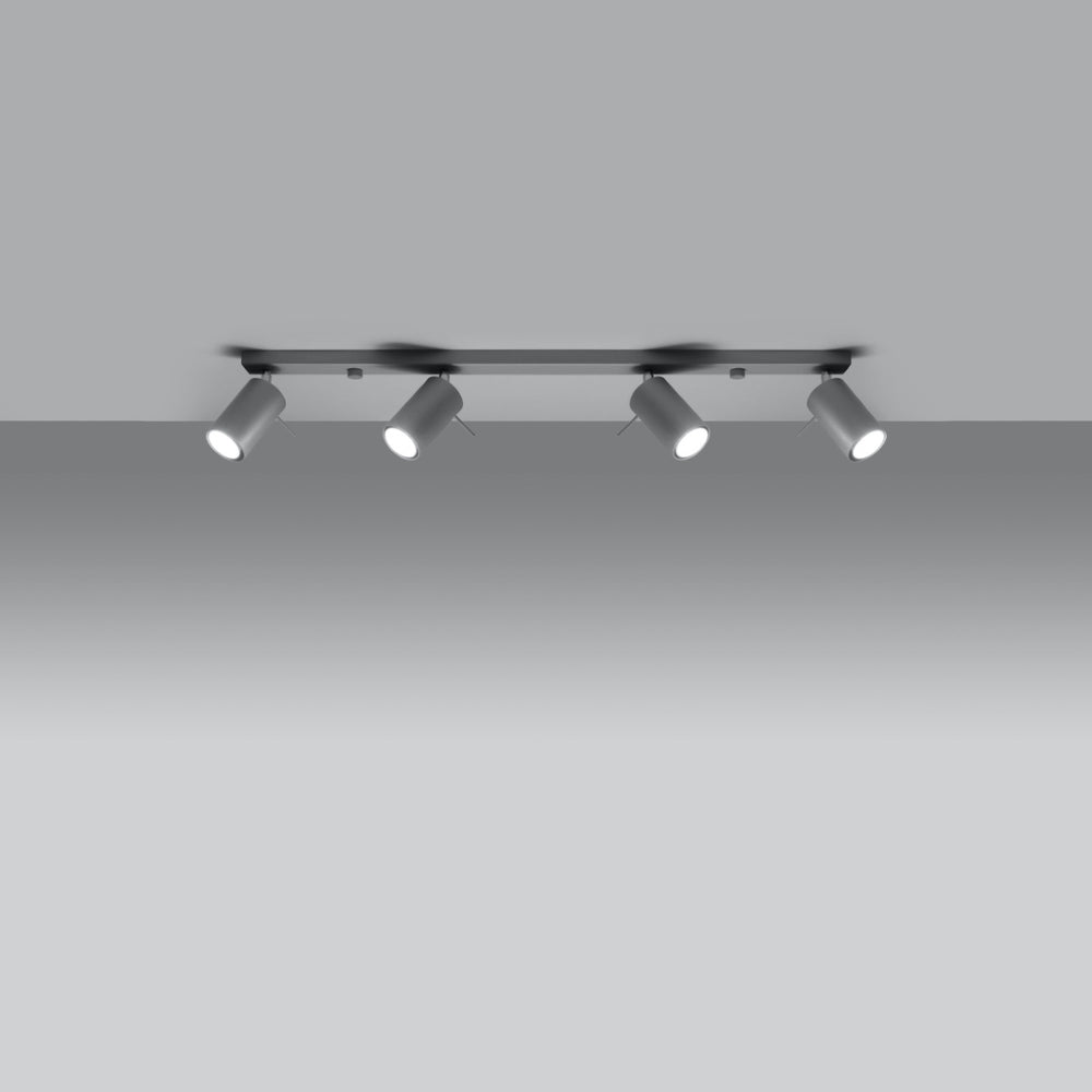 Led plafondspot grijs ring - 4x gu10, ip20, 220-240v ac, 80 cri, 104mm length