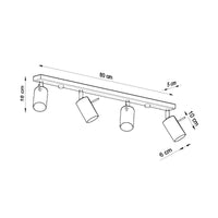 Led plafondspot grijs ring - 4x gu10, ip20, 220-240v ac, 80 cri, 104mm length