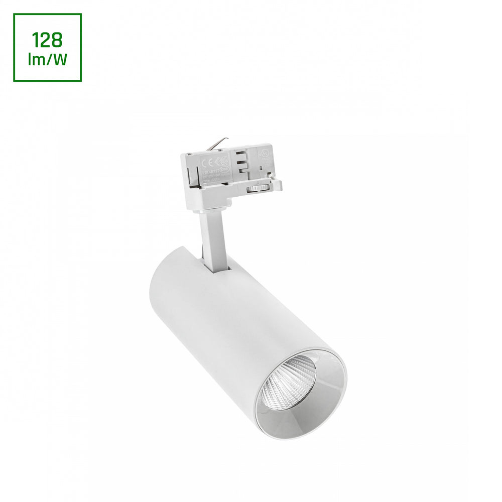 Spectrum Andromeda COB LED 25W varmvit 3000K, 3-fas track spot, 36-60° justerbar, 320 lumen, IP20 inomhus
