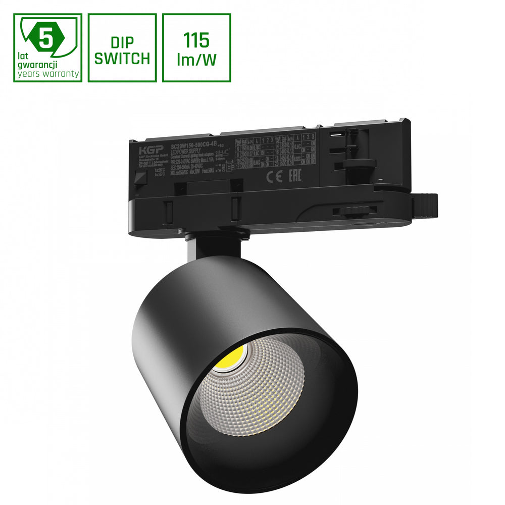 Spectrum Artemida mini LED-spot 6,5-20W 4000K svart med CRI &gt;90 och justerbar vinkel 36-60º IP20 för inomhusbruk