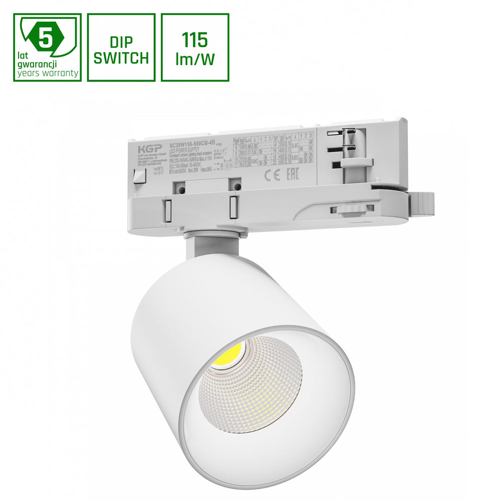 Spectrum Artemida mini LED-spot 20W 230V naturligt vitt 4000K CRI&gt;90 lumen IP20 vit 36/60 grader 2 års garanti