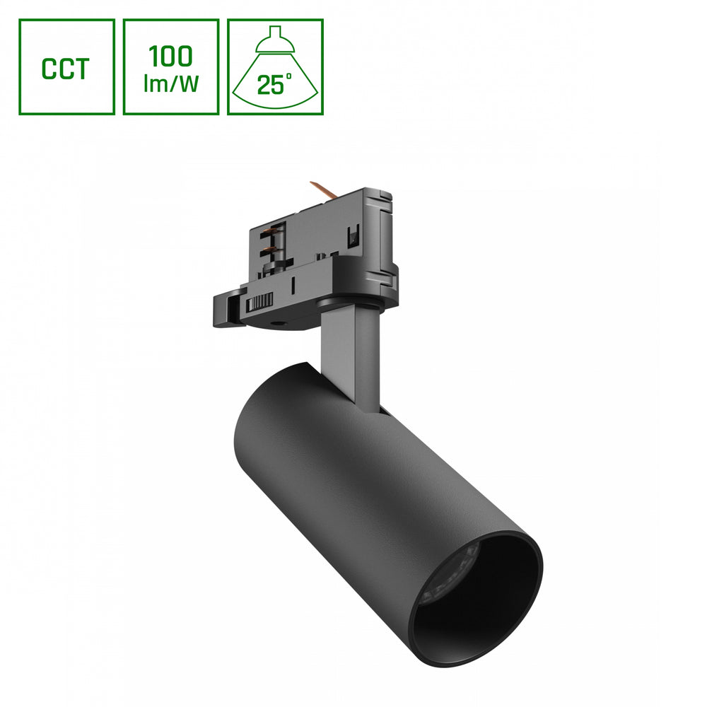 Spectrum Andromeda Prime tracklight 8W 6000K 800 lumen 25° black IP20 CCT lighting