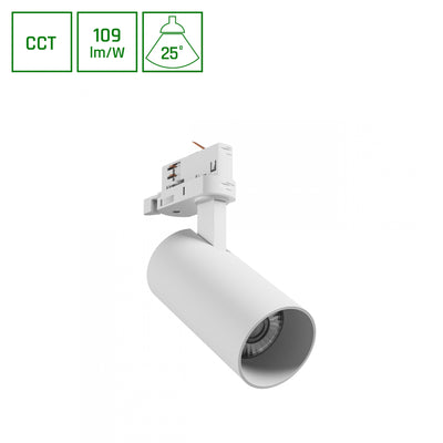 Andromeda prime 3F skenspot vit, 16W, 230V, IP20, 6000K, 25 grader, 1200 lumen, 1-fas installationssats