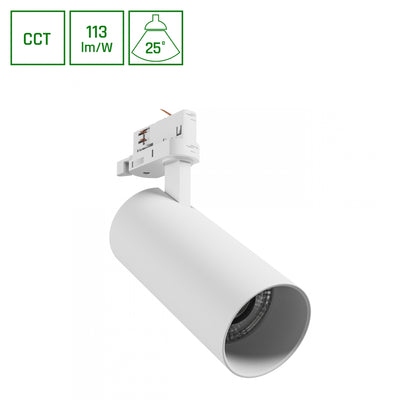 Spectrum andromeda prime spårbelysning 3F CCT 24W vit 6000K 2700 lumen 25 grader inomhusbruk IP20 230V 1-fas monteringssystem