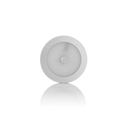 Spectrum rund LED skåpslampa 2,9W WW med PIR-sensor, 170 lumen, 3000K, IP20, dimbar, ytmontering