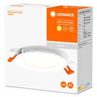 Slim LED Downlight 8W 550 lumen 3000K Varmvit 110° Infälld Rund Utskärning 105mm Vit Yta