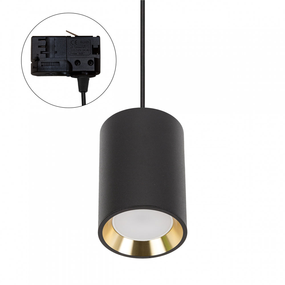 Spectrum CHLOE MINI GU10 3-Phase Track Light, 250V, IP20, Black with Gold Inner, Aluminum Housing