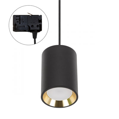 Spectrum CHLOE GU10 track spot 3-phase, black with gold, IP20, 70x100mm, aluminum, 250V, indoor use