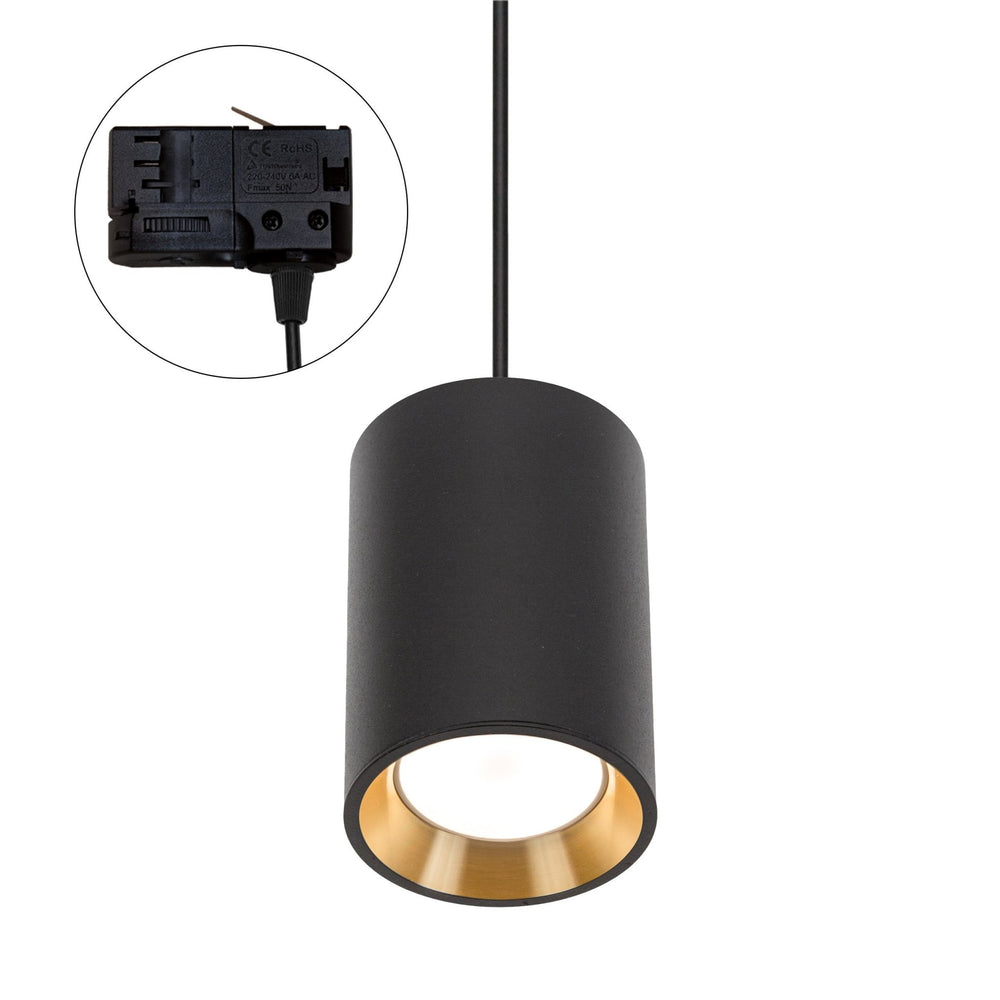 Spectrum CHLOE GU10 track spot 3-phase, black with gold, IP20, 70x100mm, aluminum, 250V, indoor use