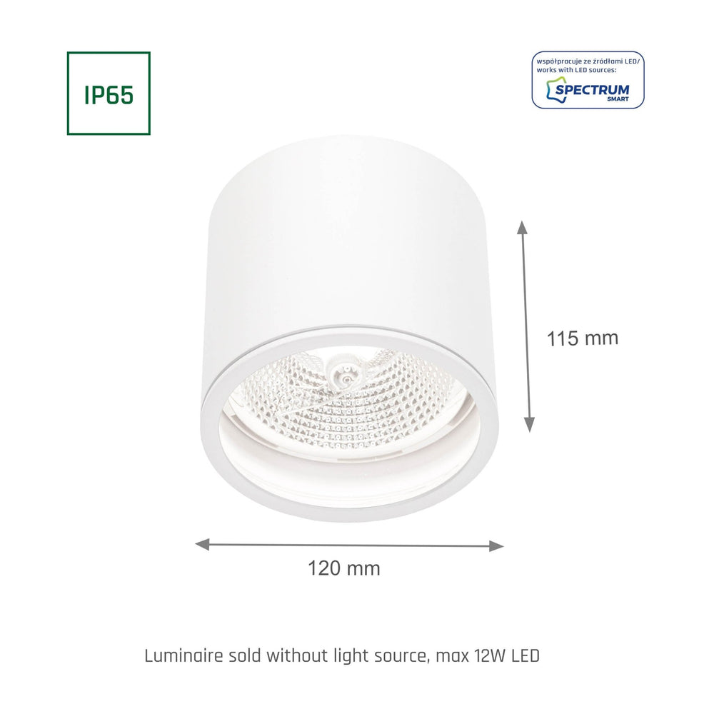 Chloe AR111 GU10 IP65 rund LED-spot utomhus och inomhus Spectrum lampa vit hölje 17000 timmar 250V 120-115 mm