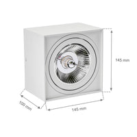 Spectrum CHLOE AR111 GU10 square LED spotlight, IP20, white, aluminum housing, 250V, indoor use, long lifespan