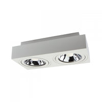 Spectrum LED GU10 surface spotlight, 2x adjustable, 250V, IP20, White rectangular ceiling luminaire