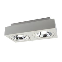 Spectrum LED GU10 surface spotlight, 2x adjustable, 250V, IP20, White rectangular ceiling luminaire