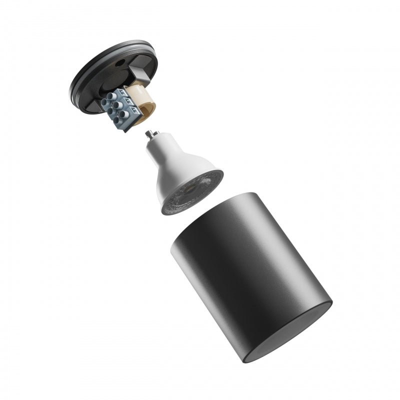 Spectrum CHLOE GU10 250V IP44 svart LED downlight, 70x90mm, aluminiumhölje, vattentät, för inomhusbruk, enkel installation