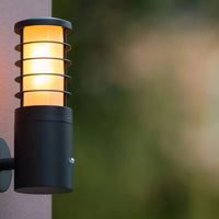 Lucide SOLID utomhus vägglampa, rund aluminium, 1xE27, 220-240V, IP54, Antracit finish