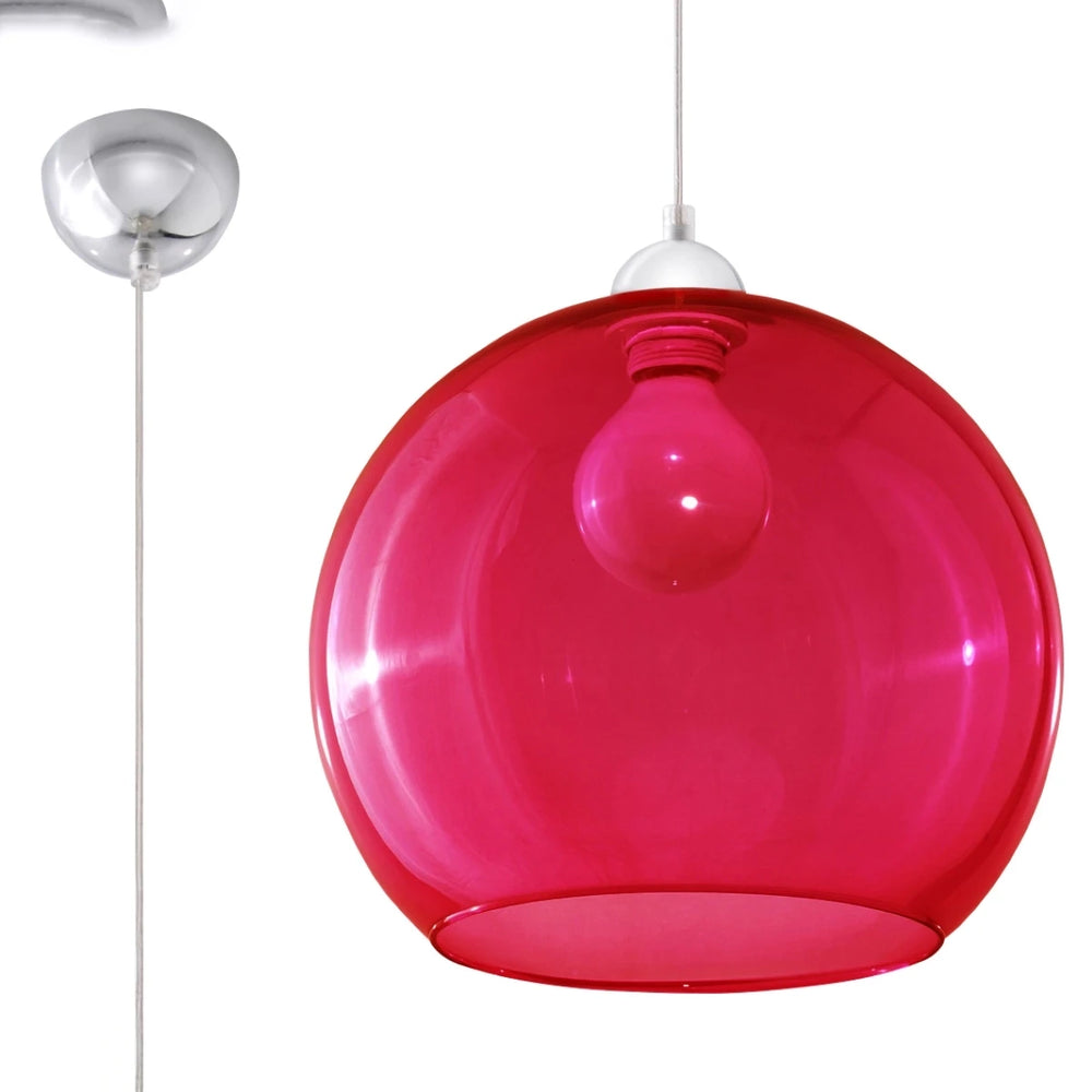 Sollux Lighting BALL hänglampa i Röd, Aluminium och Stål, IP20, 220-240V, max 50W LED, CE RoHS